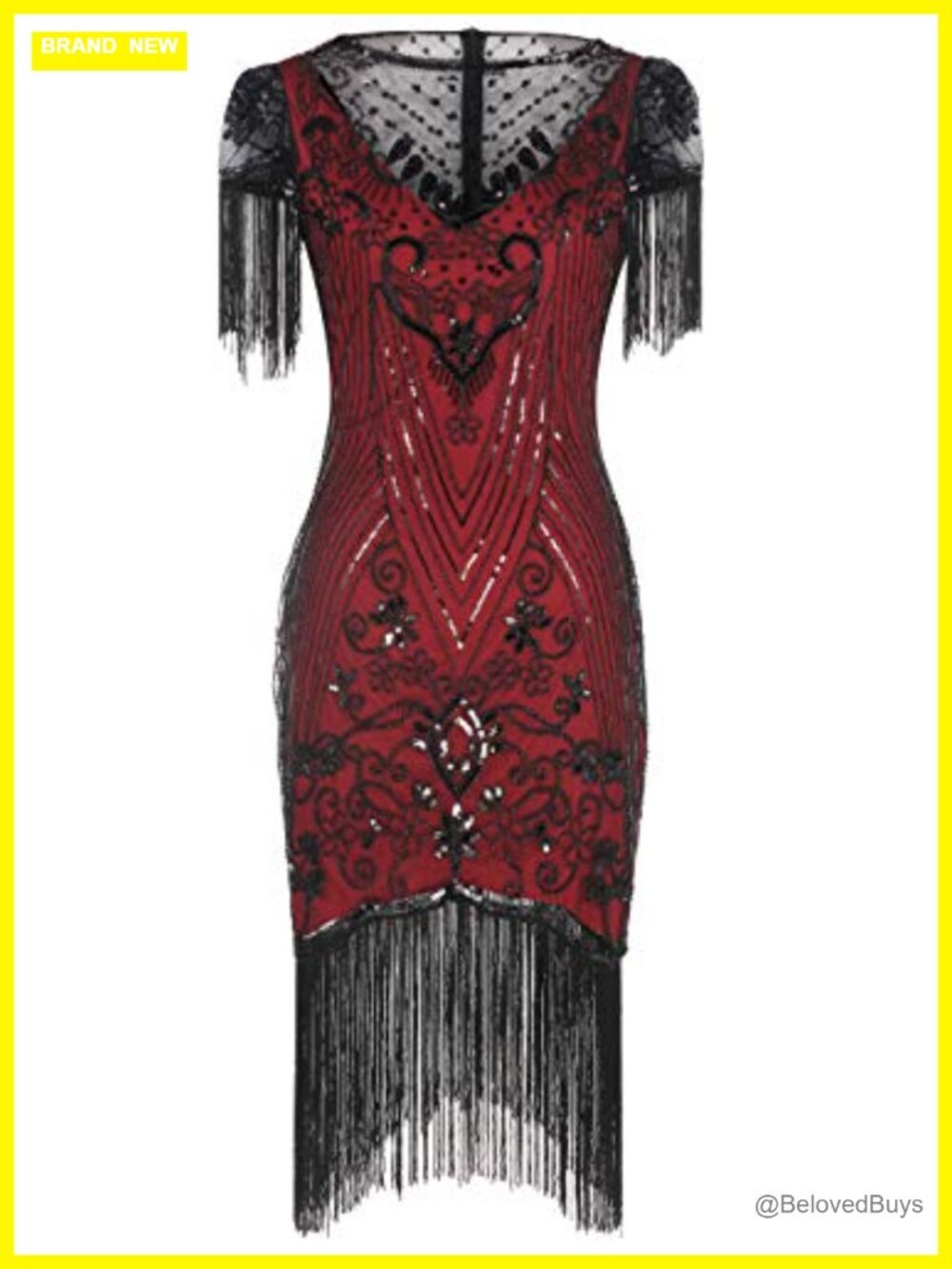 1920s Sequin Flapper Dress with Tassel Sleeve